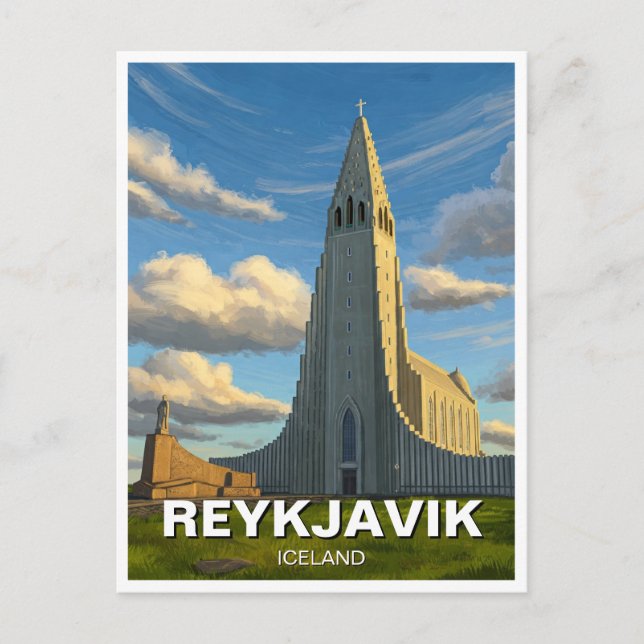 Postal Iglesia Reykyavik de Islandia Viaje de Hallgrimur (Anverso)