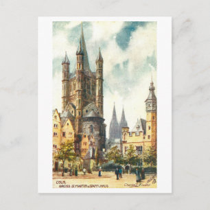 Postal Iglesia vintage de Gran San Martín, Colonia, Alema