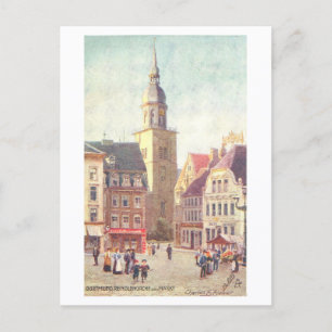 Postal Iglesia y mercado vintage, Dortmund, Alemania