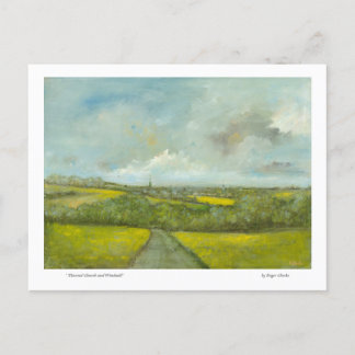 Postal Iglesia y molino de viento con impuestos