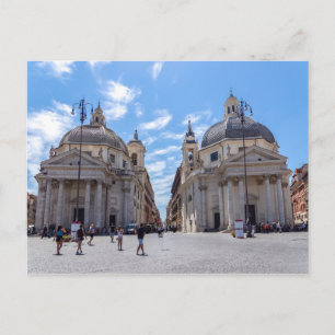 Postal Iglesias gemelas en Piazza del Popolo - Roma, Ital