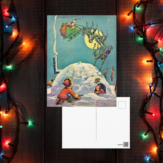 Postal Iglú igloo Santa Flying navideño (Subido por el creador)