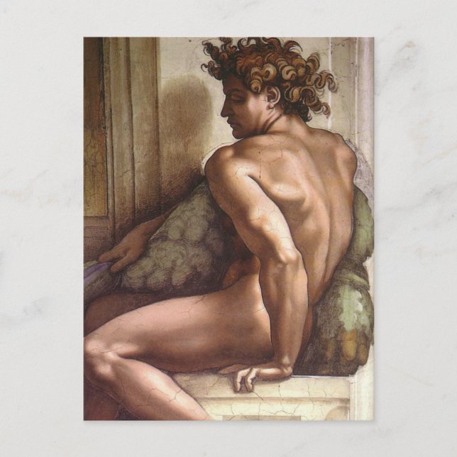 Postal Ignudo, Capilla Sixtina de Michelangelo Postcard (Anverso)