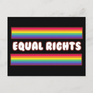 Postal IGUALDAD DE DERECHOS. Bandera arco iris de LGBT+or