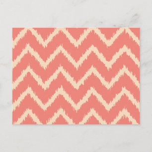 Postal Ikat Chevron - Naranja coral y melocotón