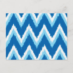Postal Ikat Chevron Stripes - Cobalto, azul cielo y blanc