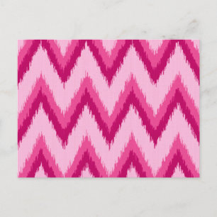 Postal Ikat Chevron Stripes - Fuchsia y rosa pálido
