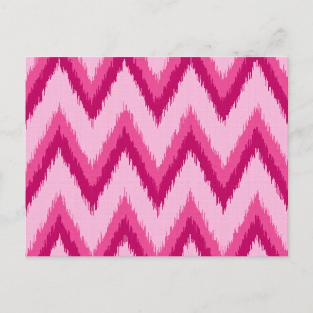Postal Ikat Chevron Stripes - Fuchsia y rosa pálido (Anverso)
