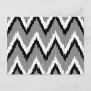 Postal Ikat Chevron Stripes - Gris / Gris, Negro y Blanco