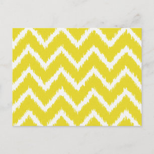 Postal Ikat Chevrons - amarillo y blanco mostaza