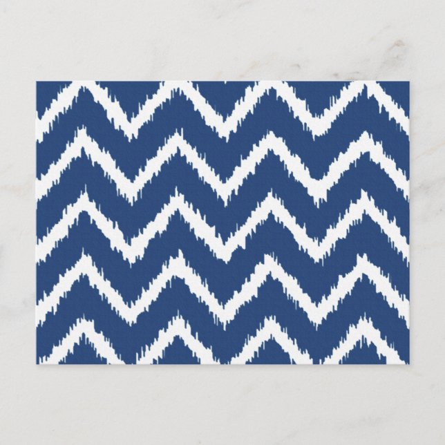 Postal Ikat Chevrons - Azul y blanco de la marina (Anverso)