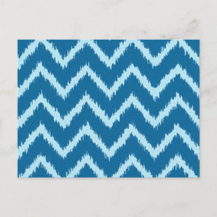 Postal Ikat Chevrons - Índigo y azul pálido