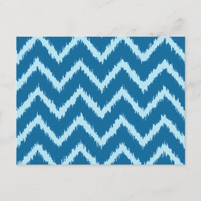 Postal Ikat Chevrons - Índigo y azul pálido (Anverso)