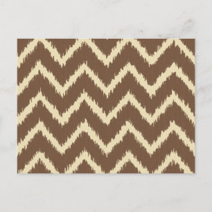 Postal Ikat Chevrons - Marrón chocolate y tostado