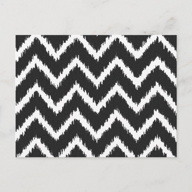 Postal Ikat Chevrons - Negro y blanco (Anverso)