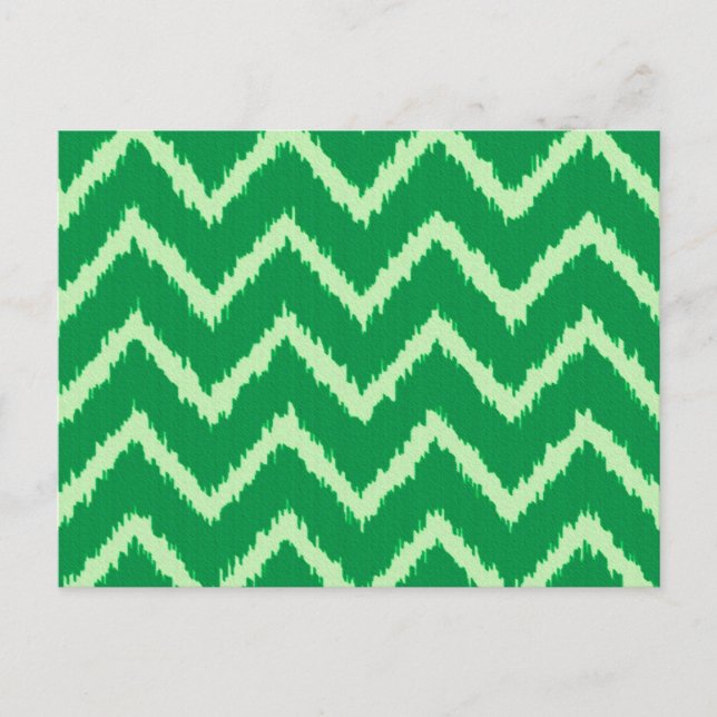 Postal Ikat Chevrons - Pino y verde claro (Anverso)
