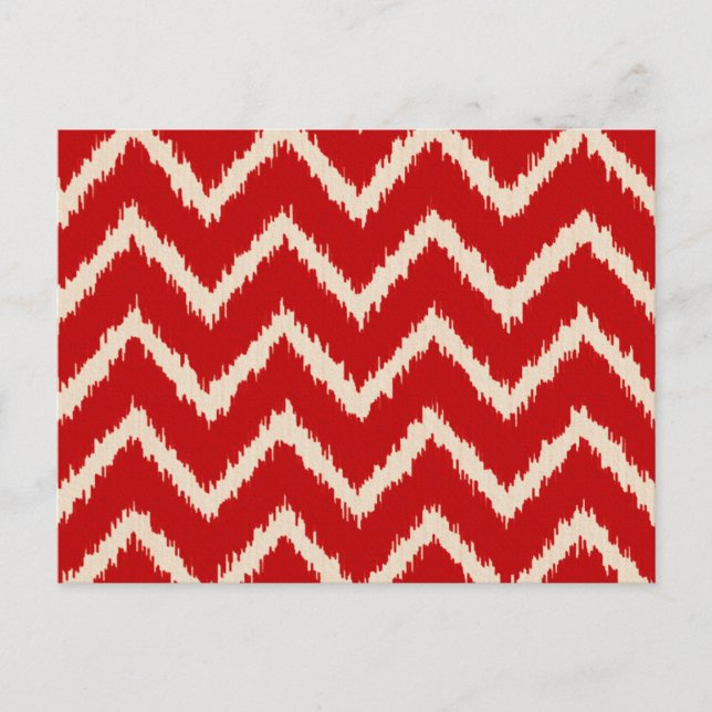 Postal Ikat Chevrons - Rojo chino y bronceado (Anverso)