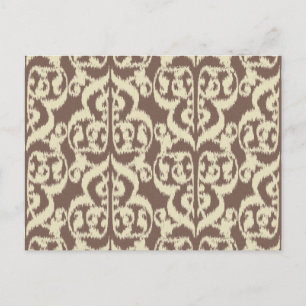 Postal Ikat Damask Morisco - beige y taupe
