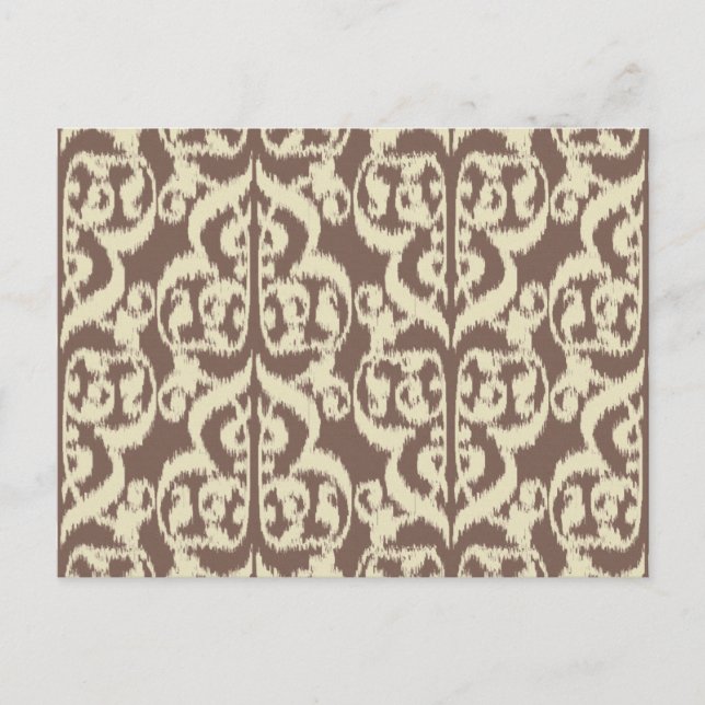 Postal Ikat Damask Morisco - beige y taupe (Anverso)