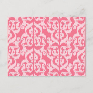 Postal Ikat Damask Morisco - tonos rosa coral