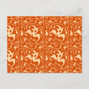 Postal Ikat Floral Damask - Naranja mandarín