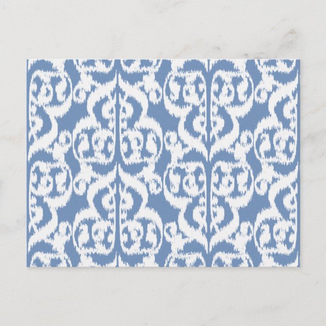 Postal Ikat Moorish Damask - azul cielo y blanco (Anverso)