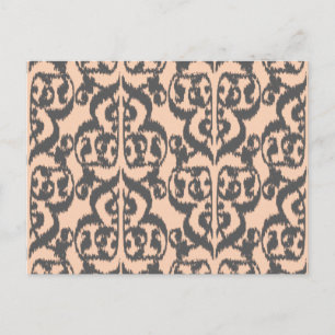Postal Ikat Moorish Damask - gris de melocotón y carbón v