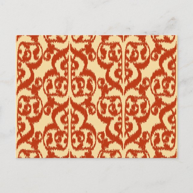 Postal Ikat Moorish Damask - naranja mandarín (Anverso)