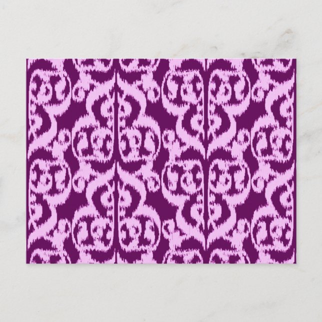 Postal Ikat Morisco Damasco - púrpura y orquídea (Anverso)