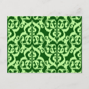 Postal Ikat Morish Damask - verde pino y menta