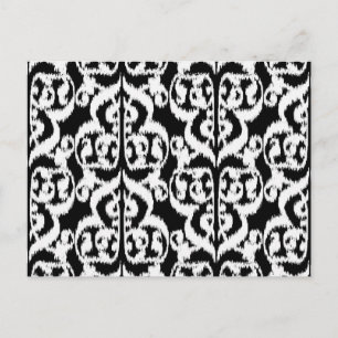 Postal Ikat Moro Damask - blanco y negro