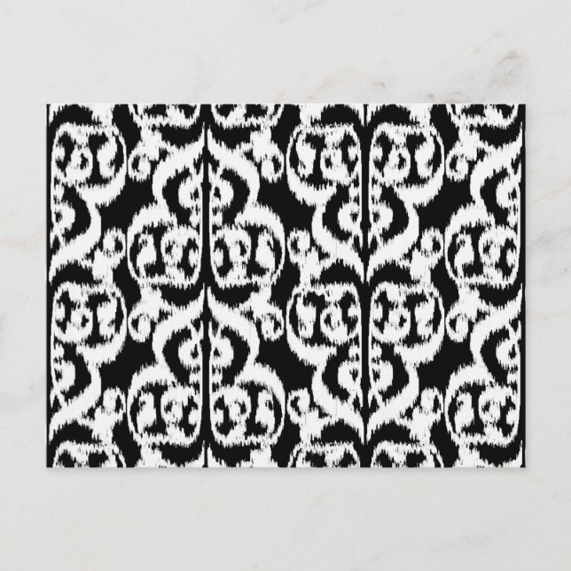 Postal Ikat Moro Damask - blanco y negro (Anverso)
