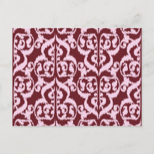 Postal Ikat Moro Damask - burdeos y rosa