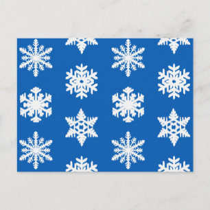 Postal Ikat Snowflakes - Azul y blanco cobalto