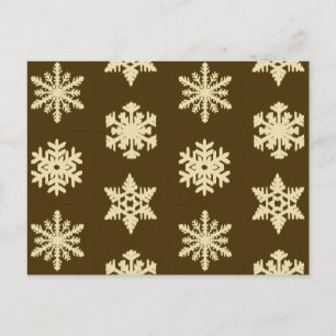 Postal Ikat Snowflakes - Beige y chocolate Brown