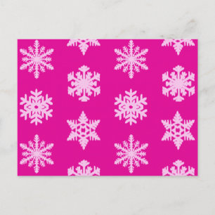 Postal Ikat Snowflakes - Fuchsia y el hielo rosado