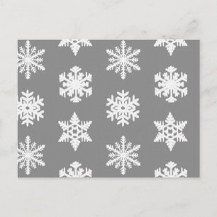 Postal Ikat Snowflakes - Gris y blanco del carbón vegetal