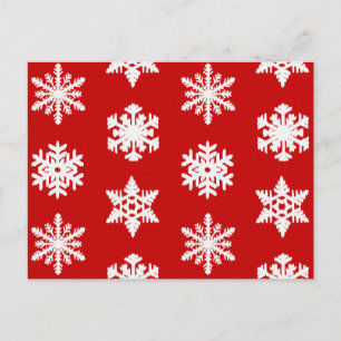 Postal Ikat Snowflakes - Rojo oscuro y blanco