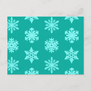 Postal Ikat Snowflakes - Turquesa y aqua