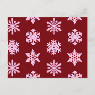 Postal Ikat Snowflakes - Vino de Borgoña y rosa
