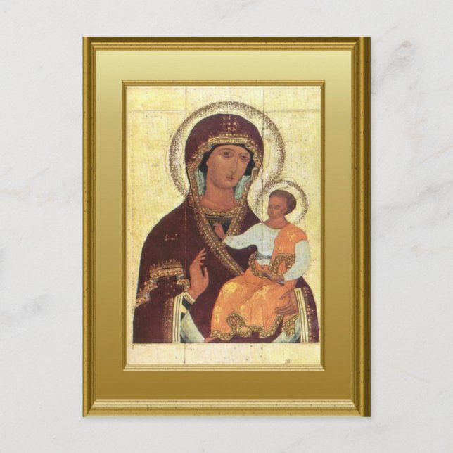 Postal Ikon del Virgen María y del niño Jesús (Anverso)