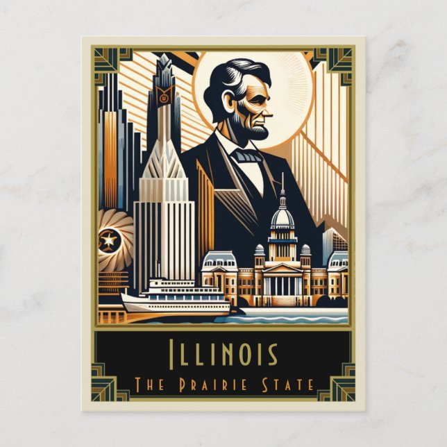 Postal Illinois | Art Deco (Anverso)