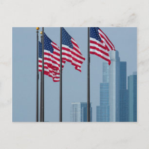 Postal Illinois, Chicago. Pier de marina, banderas de Est