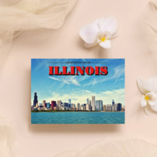 Postal Illinois Chicago Skyline Print