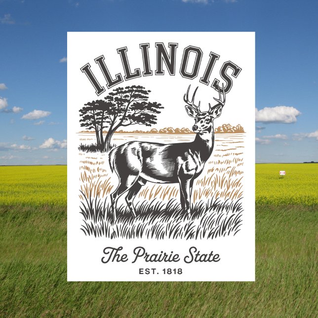 Postal Illinois El Estado Prairie Este. Viajes de ciervos (Illinois The Prairie State Est. 1818 Deer Travel Postcard
)