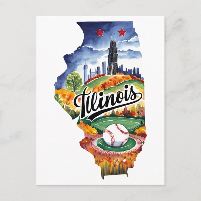 Postal Illinois Estados Unidos de América con forma de ac (Anverso)