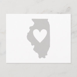 Postal Illinois Gray Map Shaped Heart Illinoisan Love