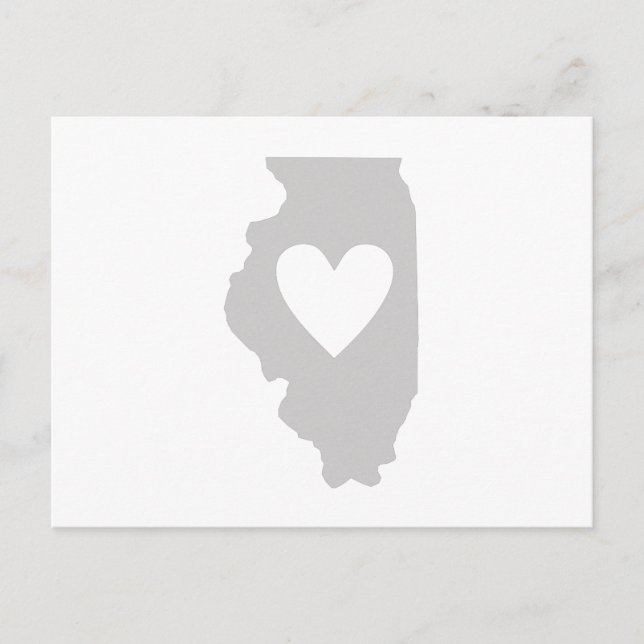 Postal Illinois Gray Map Shaped Heart Illinoisan Love (Anverso)