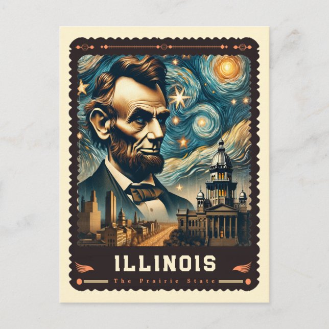 Postal Illinois | Inspirado en Vincent Van Gogh (Anverso)