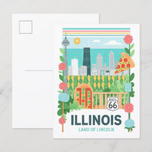 Postal Illinois Land of Lincoln USA Summer Travel